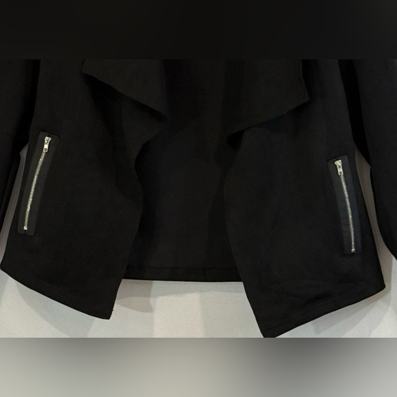 PrettyGarden Jacket Faux Suede Open Front Blazer Jacket Western Black Size Small - Picture 4 of 8